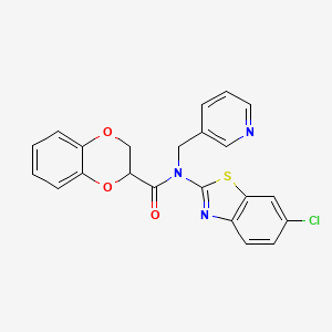 molecular formula C22H16ClN3O3S B2492232 N-(6-chlorobenzo[d]thiazol-2-yl)-N-(pyridin-3-ylmethyl)-2,3-dihydrobenzo[b][1,4]dioxine-2-carboxamide CAS No. 895023-93-5