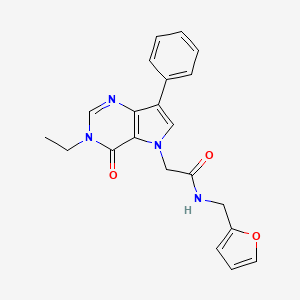 molecular formula C21H20N4O3 B2492237 2-(3-ethyl-4-oxo-7-phenyl-3,4-dihydro-5H-pyrrolo[3,2-d]pyrimidin-5-yl)-N-(furan-2-ylmethyl)acetamide CAS No. 1251654-83-7