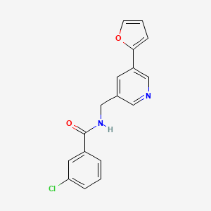 molecular formula C17H13ClN2O2 B2492238 3-chloro-N-((5-(furan-2-yl)pyridin-3-yl)methyl)benzamide CAS No. 2310124-41-3