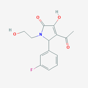 molecular formula C14H14FNO4 B249224 4-acetyl-5-(3-fluorophenyl)-3-hydroxy-1-(2-hydroxyethyl)-1,5-dihydro-2H-pyrrol-2-one 
