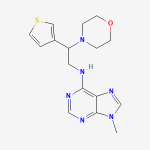 molecular formula C16H20N6OS B2492246 9-Methyl-N-(2-morpholin-4-yl-2-thiophen-3-ylethyl)purin-6-amine CAS No. 2380182-74-9