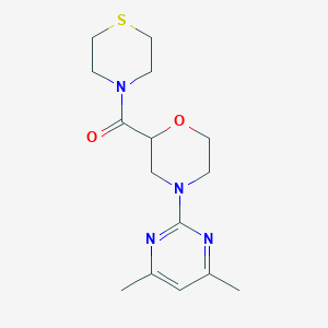 molecular formula C15H22N4O2S B2492252 [4-(4,6-Dimethylpyrimidin-2-yl)morpholin-2-yl]-thiomorpholin-4-ylmethanone CAS No. 2415555-96-1