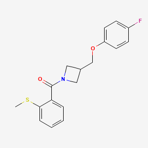 molecular formula C18H18FNO2S B2492254 (3-((4-Fluorophenoxy)methyl)azetidin-1-yl)(2-(methylthio)phenyl)methanone CAS No. 2034570-45-9