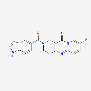 molecular formula C20H15FN4O2 B2492255 8-fluoro-2-(1H-indole-5-carbonyl)-3,4-dihydro-1H-dipyrido[1,2-a:4',3'-d]pyrimidin-11(2H)-one CAS No. 2034368-26-6