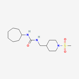 molecular formula C15H29N3O3S B2492263 1-Cycloheptyl-3-((1-(methylsulfonyl)piperidin-4-yl)methyl)urea CAS No. 1396869-56-9