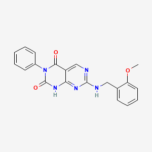 molecular formula C20H17N5O3 B2492264 7-((2-methoxybenzyl)amino)-3-phenylpyrimido[4,5-d]pyrimidine-2,4(1H,3H)-dione CAS No. 2188279-15-2