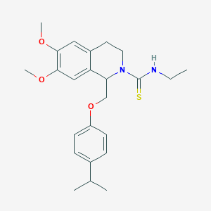 molecular formula C24H32N2O3S B2492266 N-ethyl-1-((4-isopropylphenoxy)methyl)-6,7-dimethoxy-3,4-dihydroisoquinoline-2(1H)-carbothioamide CAS No. 536698-80-3