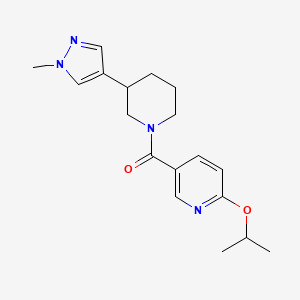 molecular formula C18H24N4O2 B2492270 [3-(1-Methylpyrazol-4-yl)piperidin-1-yl]-(6-propan-2-yloxypyridin-3-yl)methanone CAS No. 2320533-12-6