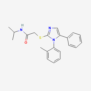 molecular formula C21H23N3OS B2492274 N-异丙基-2-((5-苯基-1-(邻甲苯基)-1H-咪唑-2-基)硫)乙酰胺 CAS No. 1207006-41-4