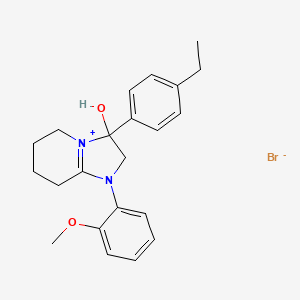 3-(4-Ethylphenyl)-3-hydroxy-1-(2-methoxyphenyl)-2,3,5,6,7,8-hexahydroimidazo[1,2-a]pyridin-1-ium bromide