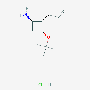 molecular formula C11H22ClNO B2492283 (1R,2S,3R)-3-[(2-Methylpropan-2-yl)oxy]-2-prop-2-enylcyclobutan-1-amine;hydrochloride CAS No. 2227741-04-8