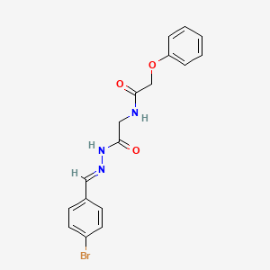 molecular formula C17H16BrN3O3 B2492284 (E)-N-(2-(2-(4-bromobenzylidene)hydrazinyl)-2-oxoethyl)-2-phenoxyacetamide CAS No. 391884-04-1