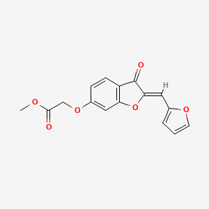 molecular formula C16H12O6 B2492285 methyl 2-[[(2Z)-2-(furan-2-ylmethylidene)-3-oxo-1-benzofuran-6-yl]oxy]acetate CAS No. 620547-45-7