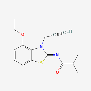 molecular formula C16H18N2O2S B2492291 N-(4-乙氧基-3-丙-2-炔基-1,3-苯并噻唑-2-亚甲基)-2-甲基丙酰胺 CAS No. 868674-41-3