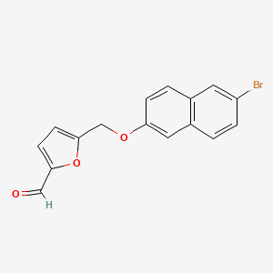 molecular formula C16H11BrO3 B2492292 5-[(6-Bromo-2-naphthyloxy)methyl]furan-2-carbaldehyde CAS No. 438220-10-1