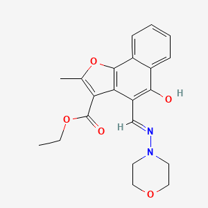 molecular formula C21H22N2O5 B2492296 (Z)-ethyl 2-methyl-4-((morpholinoamino)methylene)-5-oxo-4,5-dihydronaphtho[1,2-b]furan-3-carboxylate CAS No. 637755-82-9