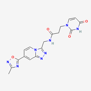 molecular formula C17H16N8O4 B2492303 3-(2,4-dioxo-3,4-dihydropyrimidin-1(2H)-yl)-N-((7-(3-methyl-1,2,4-oxadiazol-5-yl)-[1,2,4]triazolo[4,3-a]pyridin-3-yl)methyl)propanamide CAS No. 2034530-39-5