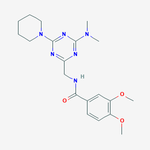 N-((4-(dimethylamino)-6-(piperidin-1-yl)-1,3,5-triazin-2-yl)methyl)-3,4-dimethoxybenzamide