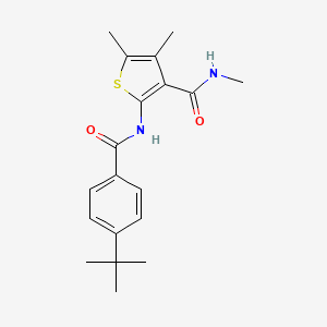 molecular formula C19H24N2O2S B2492353 2-(4-(叔丁基)苯甲酰胺)-N,4,5-三甲基噻喔啉-3-羧酰胺 CAS No. 896297-85-1