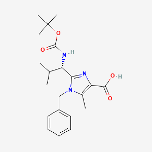 molecular formula C21H29N3O4 B2492354 1-benzyl-2-{(1S)-1-[(tert-butoxycarbonyl)amino]-2-methylpropyl}-5-methyl-1H-imidazole-4-carboxylic acid CAS No. 790663-97-7