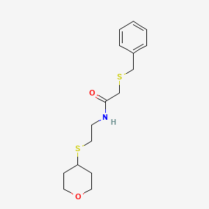 2-(benzylthio)-N-(2-((tetrahydro-2H-pyran-4-yl)thio)ethyl)acetamide
