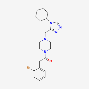 molecular formula C21H28BrN5O B2492357 1-[(2-bromophenyl)acetyl]-4-[(4-cyclohexyl-4H-1,2,4-triazol-3-yl)methyl]piperazine CAS No. 1396678-57-1