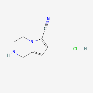 molecular formula C9H12ClN3 B2492359 1-Methyl-1H,2H,3H,4H-pyrrolo[1,2-A]pyrazine-6-carbonitrile hydrochloride CAS No. 1172808-44-4