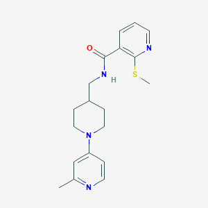 molecular formula C19H24N4OS B2492363 N-[[1-(2-Methylpyridin-4-yl)piperidin-4-yl]methyl]-2-methylsulfanylpyridine-3-carboxamide CAS No. 2415456-16-3