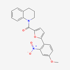 molecular formula C21H18N2O5 B2492365 (3,4-dihydroquinolin-1(2H)-yl)(5-(4-methoxy-2-nitrophenyl)furan-2-yl)methanone CAS No. 887348-58-5