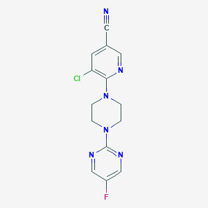 molecular formula C14H12ClFN6 B2492366 5-Chloro-6-[4-(5-fluoropyrimidin-2-yl)piperazin-1-yl]pyridine-3-carbonitrile CAS No. 2415540-88-2