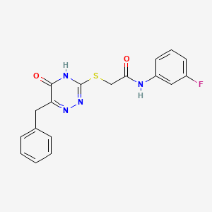2-((6-benzyl-5-oxo-4,5-dihydro-1,2,4-triazin-3-yl)thio)-N-(3-fluorophenyl)acetamide