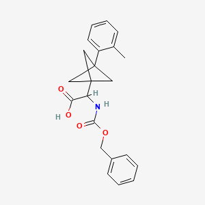 molecular formula C22H23NO4 B2492372 2-[3-(2-Methylphenyl)-1-bicyclo[1.1.1]pentanyl]-2-(phenylmethoxycarbonylamino)acetic acid CAS No. 2287259-75-8