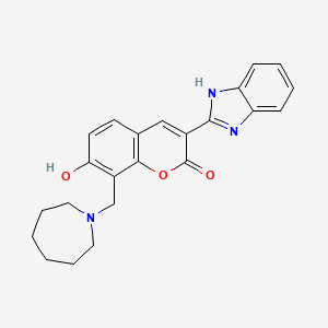 molecular formula C23H23N3O3 B2492373 8-(azepan-1-ylmethyl)-3-(1H-benzo[d]imidazol-2-yl)-7-hydroxy-2H-chromen-2-one CAS No. 315237-44-6