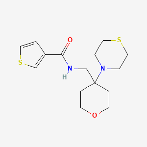 molecular formula C15H22N2O2S2 B2492385 N-{[4-(thiomorpholin-4-yl)oxan-4-yl]methyl}thiophene-3-carboxamide CAS No. 2415472-50-1