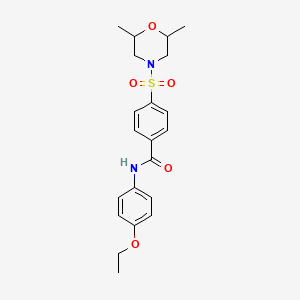 molecular formula C21H26N2O5S B2492388 4-((2,6-dimethylmorpholino)sulfonyl)-N-(4-ethoxyphenyl)benzamide CAS No. 325748-00-3
