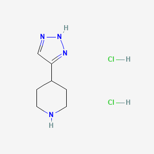 molecular formula C7H14Cl2N4 B2492389 4-(1H-1,2,3-triazol-4-yl)piperidine dihydrochloride CAS No. 1803606-20-3