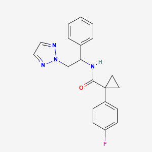 molecular formula C20H19FN4O B2492395 1-(4-fluorophenyl)-N-(1-phenyl-2-(2H-1,2,3-triazol-2-yl)ethyl)cyclopropanecarboxamide CAS No. 2034406-48-7