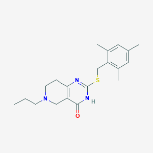molecular formula C20H27N3OS B2492401 2-[(mesitylmethyl)thio]-6-propyl-5,6,7,8-tetrahydropyrido[4,3-d]pyrimidin-4(3H)-one CAS No. 1112300-90-9