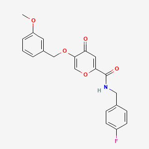 molecular formula C21H18FNO5 B2492405 N-(4-fluorobenzyl)-5-((3-methoxybenzyl)oxy)-4-oxo-4H-pyran-2-carboxamide CAS No. 1021060-87-6