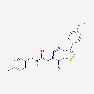 molecular formula C23H21N3O3S B2492408 2-[7-(4-methoxyphenyl)-4-oxothieno[3,2-d]pyrimidin-3(4H)-yl]-N-(4-methylbenzyl)acetamide CAS No. 1207017-96-6