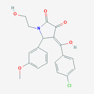 molecular formula C20H18ClNO5 B249241 4-(4-chlorobenzoyl)-3-hydroxy-1-(2-hydroxyethyl)-5-(3-methoxyphenyl)-1,5-dihydro-2H-pyrrol-2-one 