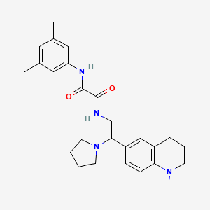 molecular formula C26H34N4O2 B2492419 N1-(3,5-二甲基苯基)-N2-(2-(1-甲基-1,2,3,4-四氢喹啉-6-基)-2-(吡咯啉-1-基)乙基)草酰胺 CAS No. 922119-53-7