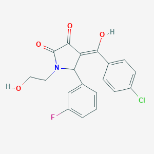 molecular formula C19H15ClFNO4 B249242 4-(4-Chlorobenzoyl)-5-(3-fluorophenyl)-3-hydroxy-1-(2-hydroxyethyl)-1,5-dihydro-2H-pyrrol-2-one 