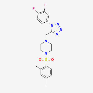 molecular formula C20H22F2N6O2S B2492436 1-((1-(3,4-二氟苯基)-1H-四唑-5-基)甲基)-4-((2,4-二甲基苯基)磺酰基)哌嗪 CAS No. 1040651-00-0