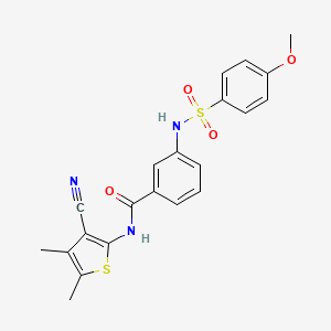 molecular formula C21H19N3O4S2 B2492437 N-(3-氰基-4,5-二甲基硫代吡噻-2-基)-3-(4-甲氧基苯基磺酰胺基)苯甲酰胺 CAS No. 886900-60-3