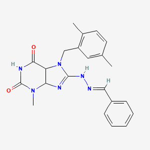 molecular formula C22H22N6O2 B2492438 7-[(2,5-dimethylphenyl)methyl]-3-methyl-8-[(E)-2-(phenylmethylidene)hydrazin-1-yl]-2,3,6,7-tetrahydro-1H-purine-2,6-dione CAS No. 949682-48-8
