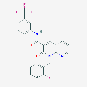 molecular formula C23H15F4N3O2 B2492446 1-(2-fluorobenzyl)-2-oxo-N-(3-(trifluoromethyl)phenyl)-1,2-dihydro-1,8-naphthyridine-3-carboxamide CAS No. 1005296-07-0