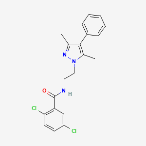 molecular formula C20H19Cl2N3O B2492448 2,5-二氯-N-(2-(3,5-二甲基-4-苯基-1H-吡唑-1-基)乙基)苯甲酰胺 CAS No. 2034370-23-3