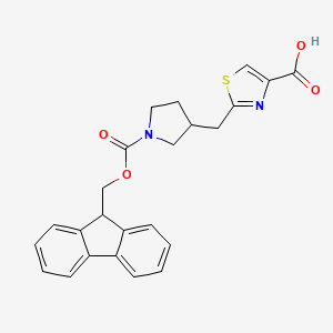 molecular formula C24H22N2O4S B2492449 2-[[1-(9H-芴-9-基甲氧羰基)吡咯啉-3-基]甲基]-1,3-噻唑-4-甲酸 CAS No. 2253639-50-6