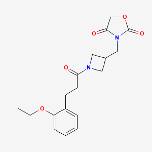 molecular formula C18H22N2O5 B2492462 3-((1-(3-(2-Ethoxyphenyl)propanoyl)azetidin-3-yl)methyl)oxazolidine-2,4-dione CAS No. 2034610-17-6